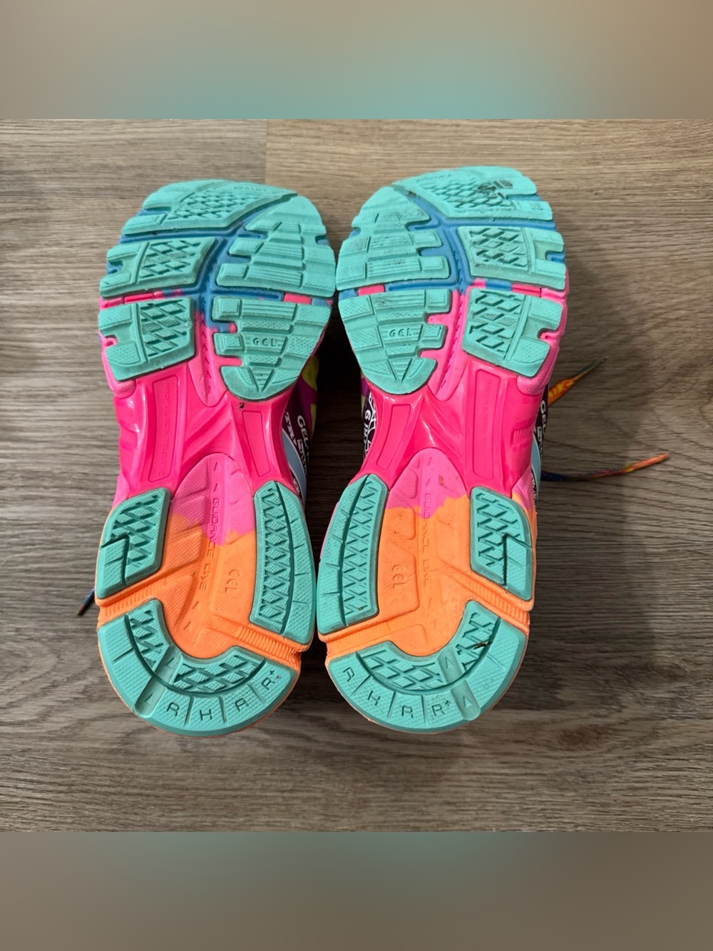 ASICS GEL NOOSA TRI 9 Ladies YELLOW PINK BLUE ORANGE TRIATHLON SHOES 8 T458N - Picture 8 of 12